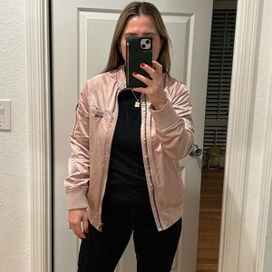 Members Only pink satin bomber jacket